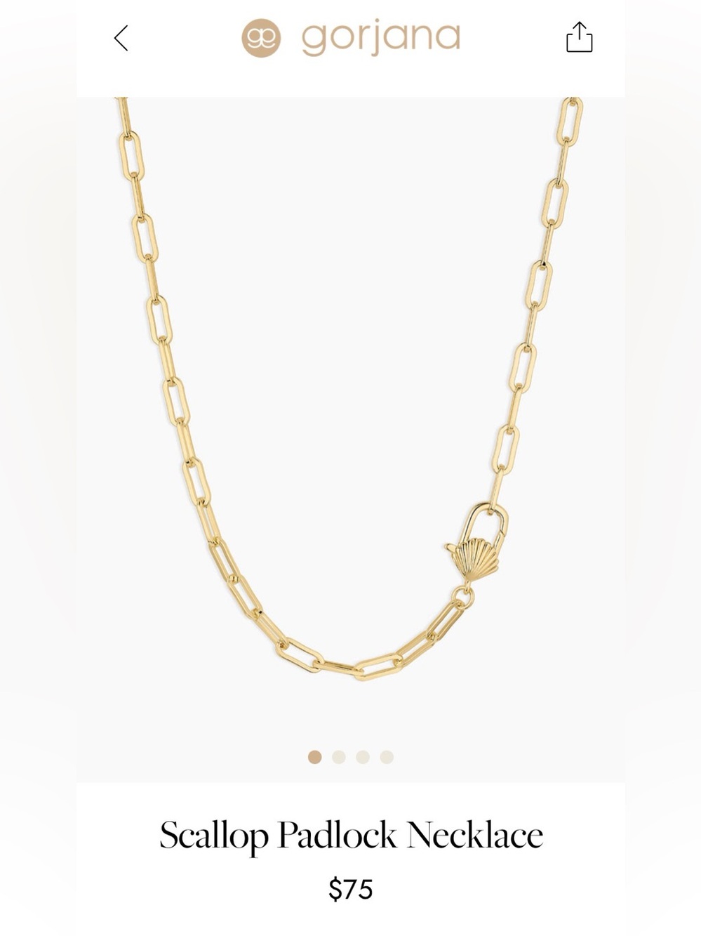 NWOT Gorjana Scallop Seashell Padlock Gold Necklace